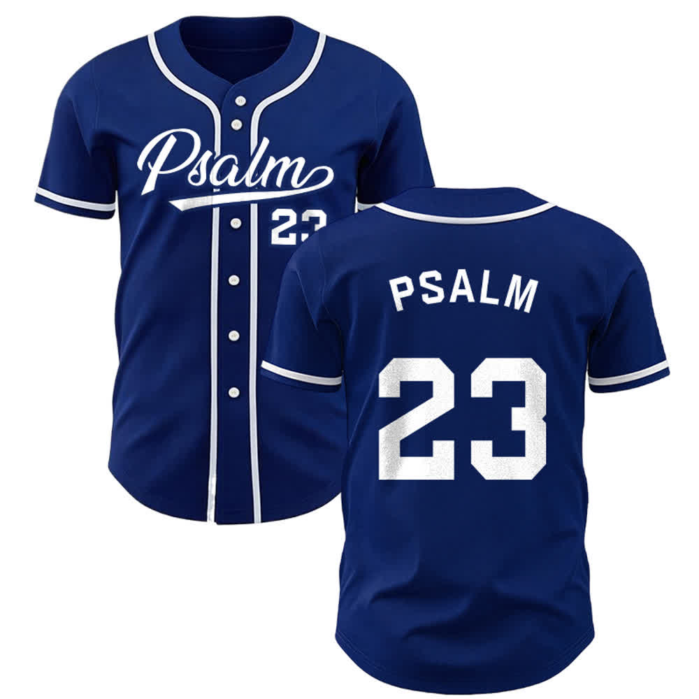 Christianartworkshop Retro Sport Style Psalm 23 Unisex Baseball Jersey - Navy Blue - 5XL - image 0