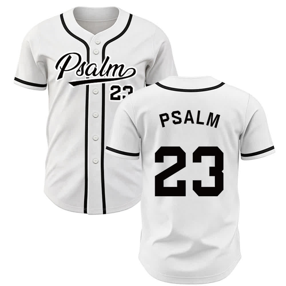 Christianartworkshop Retro Sport Style Psalm 23 Unisex Baseball Jersey - White - 5XL - image 7