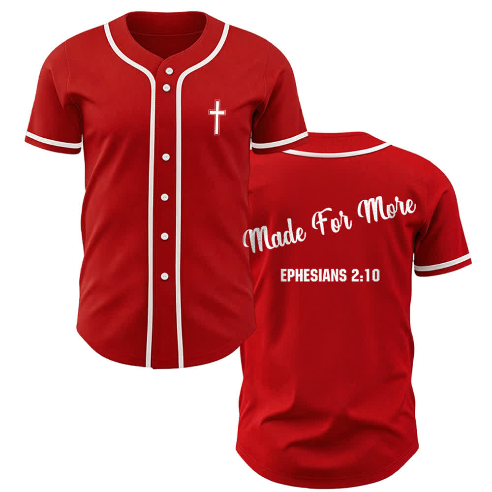 Christianartworkshop Made For More Ephesians 2:10 Unisex Baseball Jersey - Red - 5XL - image 13