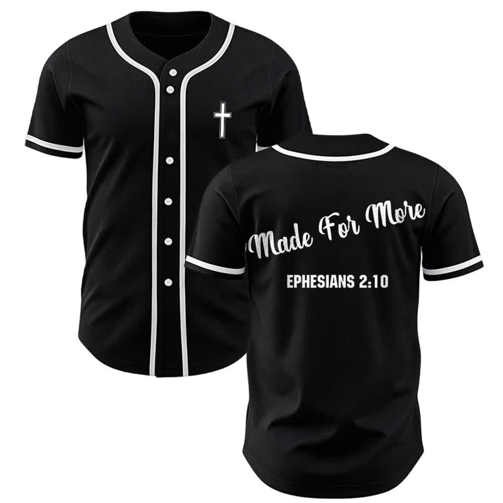Christianartworkshop Made For More Ephesians 2:10 Unisex Baseball Jersey - Black - 5XL - image 10