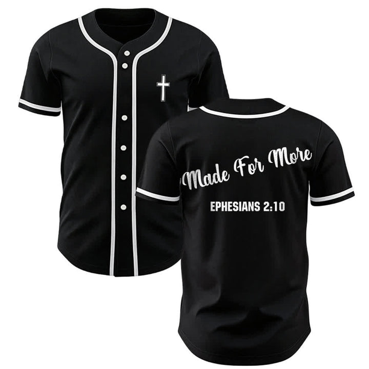 Christianartworkshop Made For More Ephesians 2:10 Unisex Baseball Jersey - Black - 5XL - image 10
