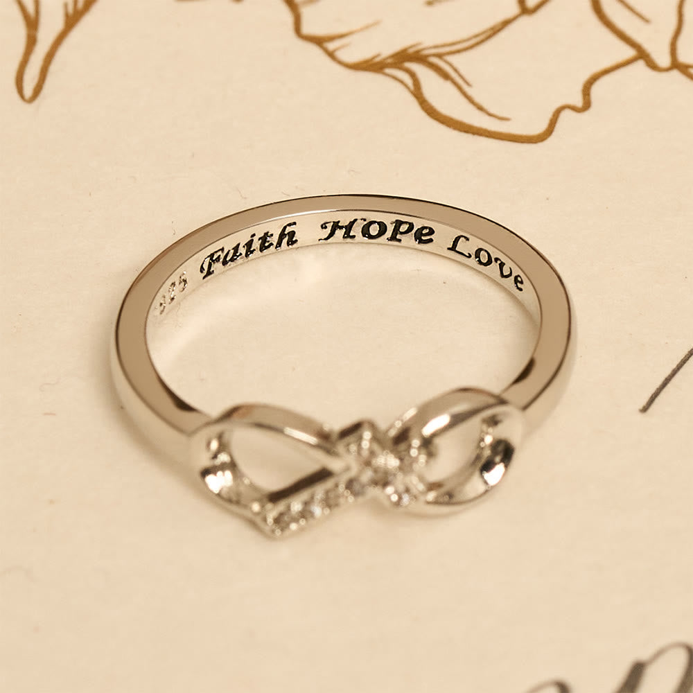 Christianartworkshop Elegant Infinity Cross Open Ring with Engraving: Emblem of Spiritual Strength & Divine Guidance - image 1