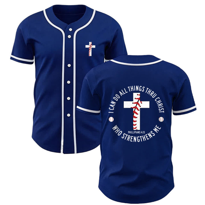 Christianartworkshop Philippians 4:13 I Can Do All Things Unisex Baseball Jersey - Navy Blue - 5XL - image 22