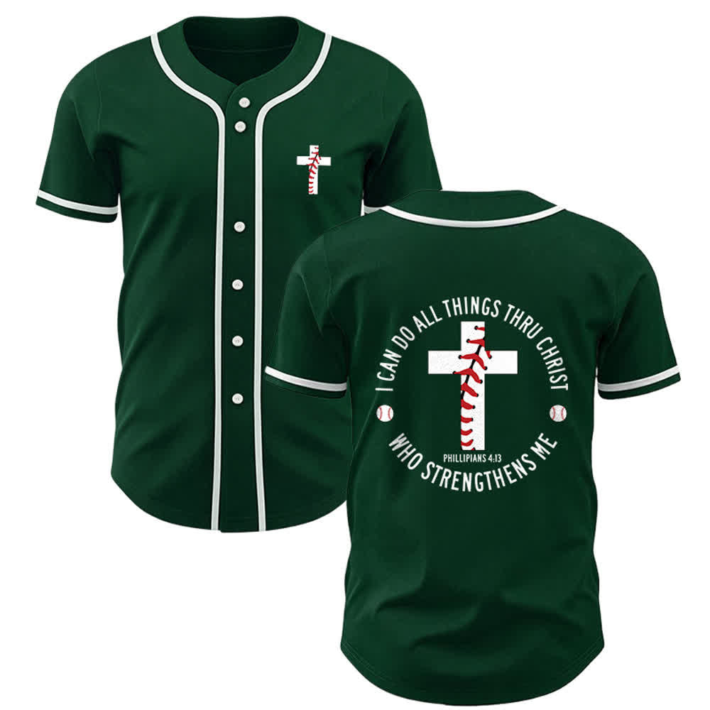 Christianartworkshop Philippians 4:13 I Can Do All Things Unisex Baseball Jersey - Green - 5XL - image 25