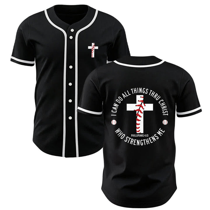 Christianartworkshop Philippians 4:13 I Can Do All Things Unisex Baseball Jersey - Black - 5XL - image 10