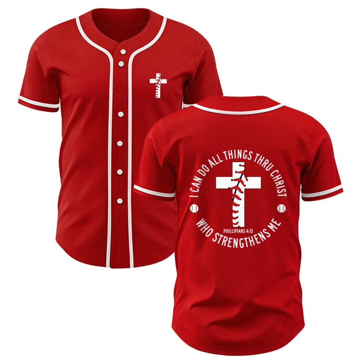 Christianartworkshop Philippians 4:13 I Can Do All Things Unisex Baseball Jersey - Red - 5XL - image 13