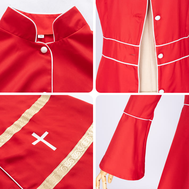 Christianartworkshop Multicolor Flared Sleeves Cassock with Cross Motifs & Ritual Aesthetic - image 8