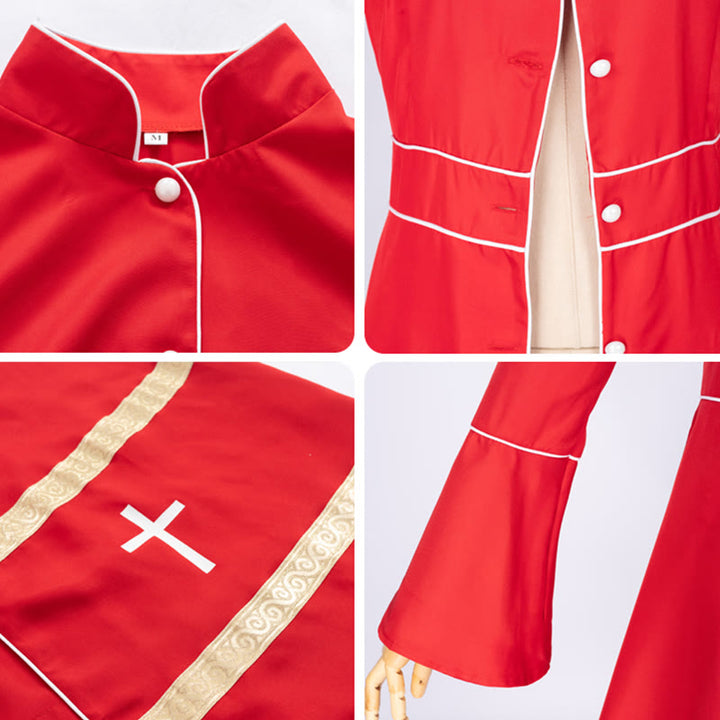 Christianartworkshop Multicolor Flared Sleeves Cassock with Cross Motifs & Ritual Aesthetic - image 8