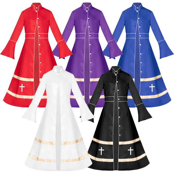 Christianartworkshop Multicolor Flared Sleeves Cassock with Cross Motifs & Ritual Aesthetic - Black - US 20 (3XL) - image 0