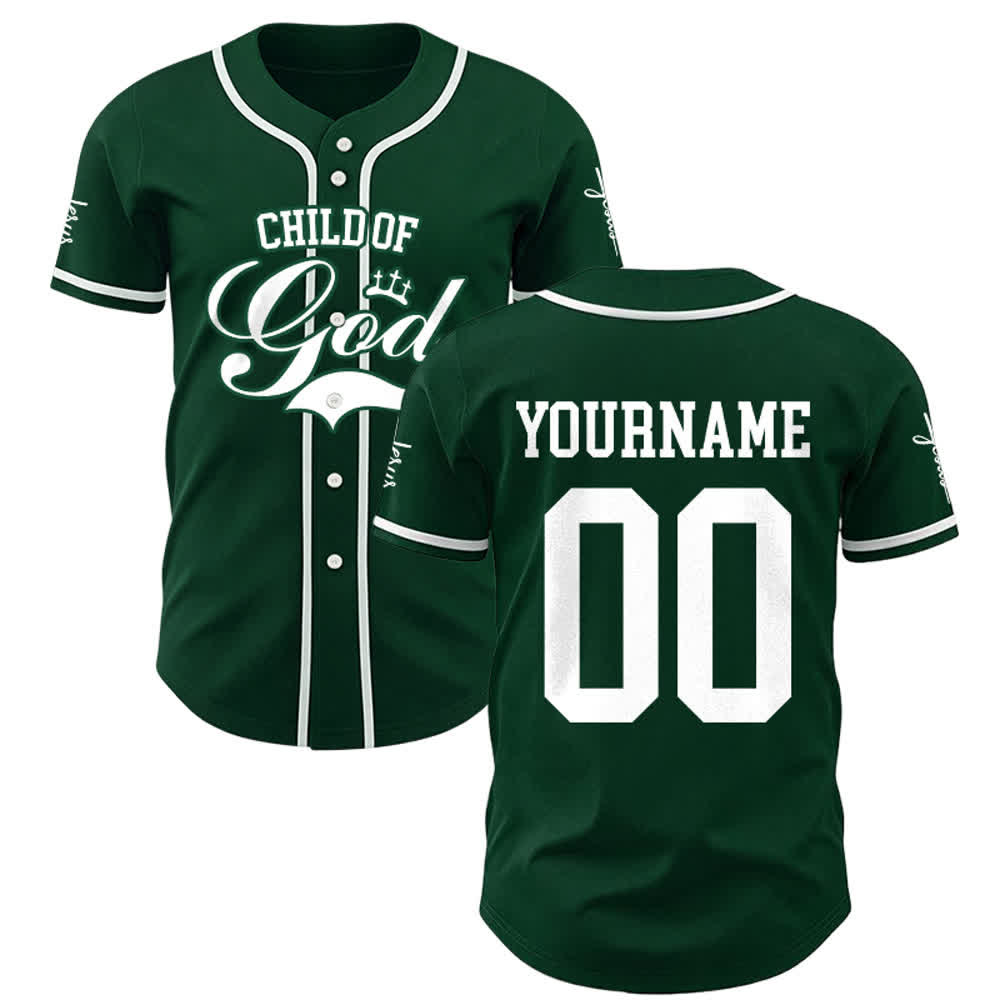 Christianartworkshop Child Of God Personalized Name Number Unisex Custom Baseball Jersey - Green - 5XL - Name & Number Customized - image 23