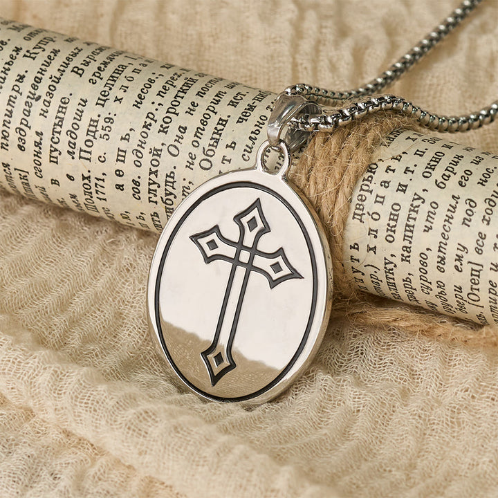 Christianartworkshop Tri-Color Sacred Heart & Cross Dual-Sided Medallion Necklace: Emblem of Divine Love - image 3