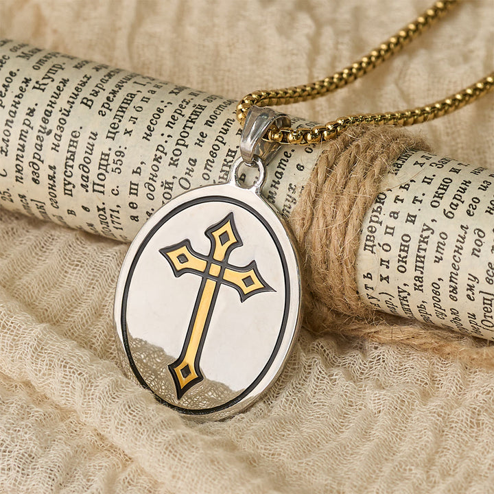 Christianartworkshop Tri-Color Sacred Heart & Cross Dual-Sided Medallion Necklace: Emblem of Divine Love - image 6