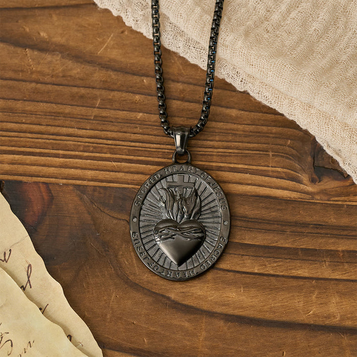 Christianartworkshop Tri-Color Sacred Heart & Cross Dual-Sided Medallion Necklace: Emblem of Divine Love - image 10