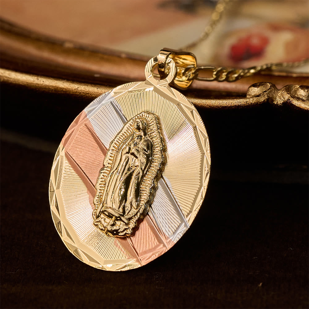 Christianartworkshop Four Styles Radiant Virgin Mary Oval Medallion Necklace: A Token of Heavenly Blessing - Our Lady A - image 0