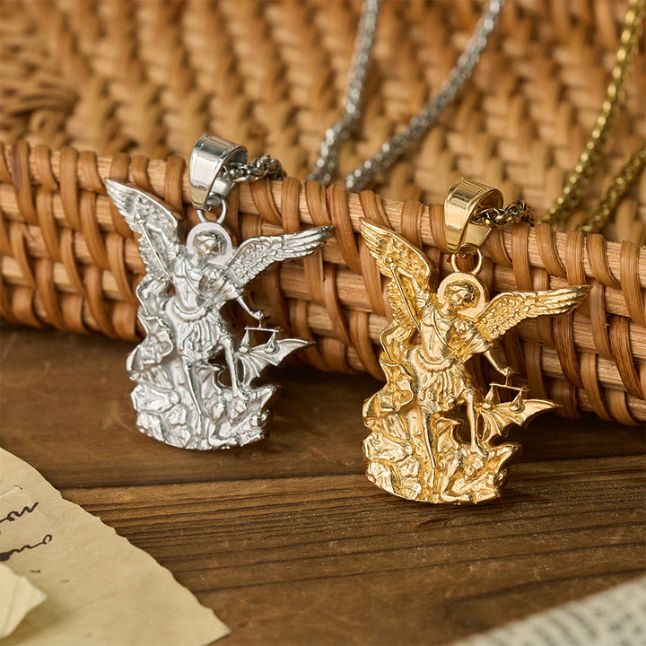 Christianartworkshop Dual-Color St. Michael Archangel Pendant Necklace: Emblem of Divine Protection - image 0