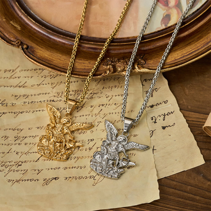 Christianartworkshop Dual-Color St. Michael Archangel Pendant Necklace: Emblem of Divine Protection - image 2