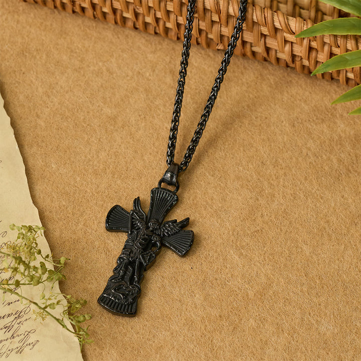 Christianartworkshop St. Michael Archangel Defeating Satan Cross Pendant: Emblem of Divine Protection - image 7