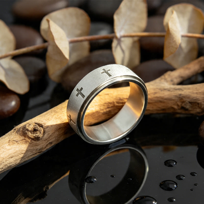 Christianartworkshop Rotating Cross Spinner Stress-relieving Ring: Emblem of Unshakable Faith - image 5