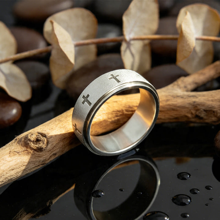 Christianartworkshop Rotating Cross Spinner Stress-relieving Ring: Emblem of Unshakable Faith - image 5