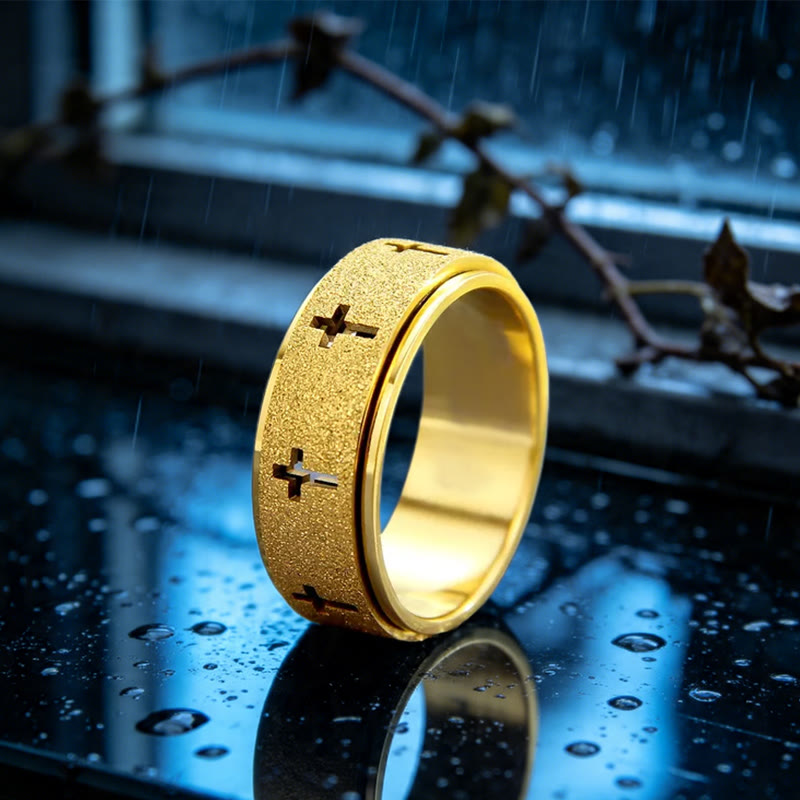 Christianartworkshop Rotating Cross Spinner Stress-relieving Ring: Emblem of Unshakable Faith - Golden - US 11 - image 8
