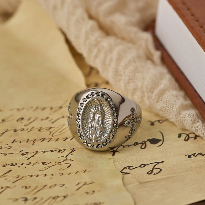 Christianartworkshop Bold Our Lady Cross Signet Ring: Anchor Your Heart in Marian Faith - image 8