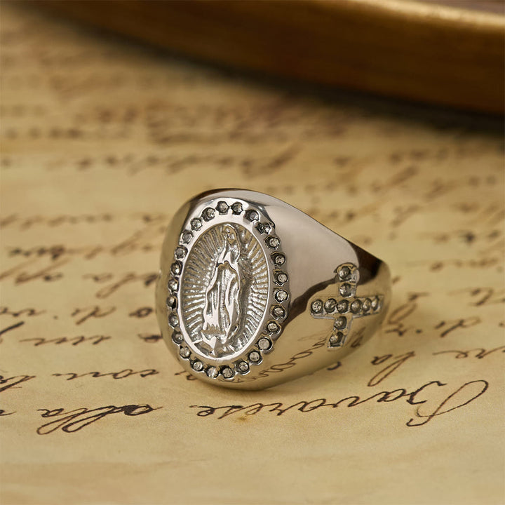 Christianartworkshop Bold Our Lady Cross Signet Ring: Anchor Your Heart in Marian Faith - image 9