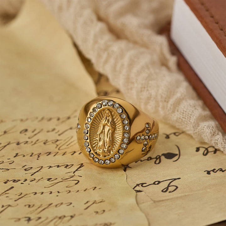Christianartworkshop Bold Our Lady Cross Signet Ring: Anchor Your Heart in Marian Faith - image 3