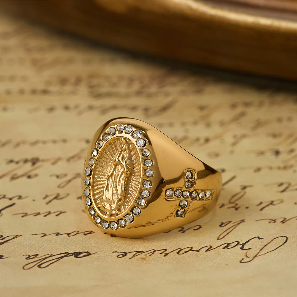 Christianartworkshop Bold Our Lady Cross Signet Ring: Anchor Your Heart in Marian Faith - image 5