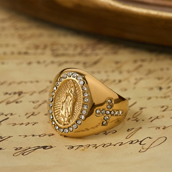 Christianartworkshop Bold Our Lady Cross Signet Ring: Anchor Your Heart in Marian Faith - image 5
