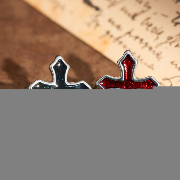 Christianartworkshop Four-Color Enamel Cross Open Ring: Emblem of Faith’s Light - image 1