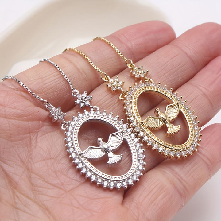 Christianartworkshop Dove Oval CZ Pendant Necklace: Emblem of Divine Peace & Holy Spirit - image 4