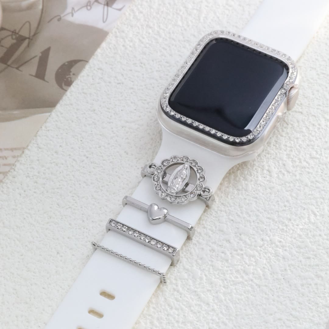 Christianartworkshop Our Lady Zircon iWatch Band Charm Set: Carry the Light of Marian Love - Silver - image 10