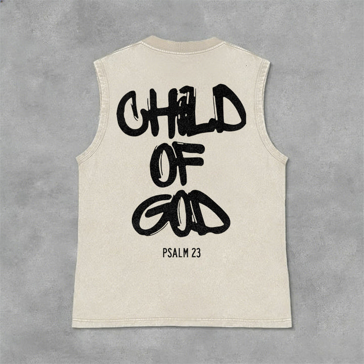 Christianartworkshop CHILD OF GOD Unisex Washed Tank Top - Beige - 2XL - image 9