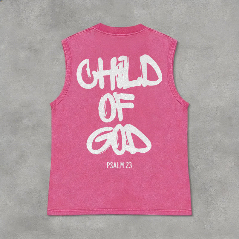 Christianartworkshop CHILD OF GOD Unisex Washed Tank Top - Pink - 2XL - image 13