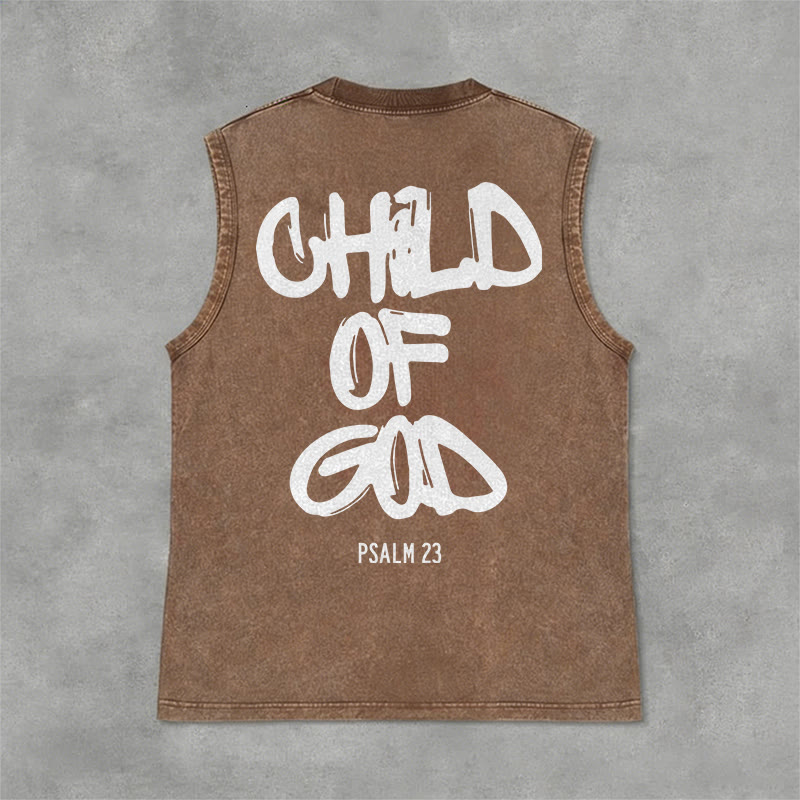 Christianartworkshop CHILD OF GOD Unisex Washed Tank Top - Brown - 2XL - image 3