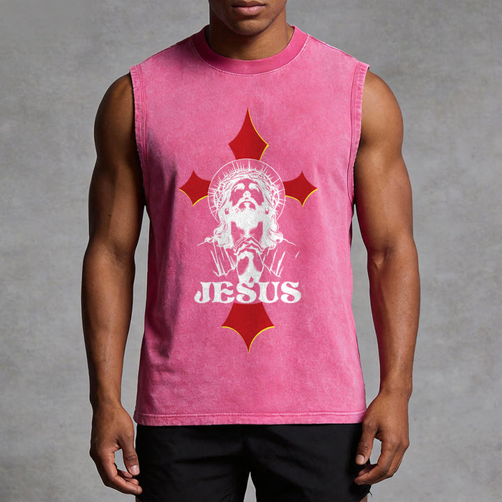 Christianartworkshop JESUS Unisex Washed Tank Top - image 13