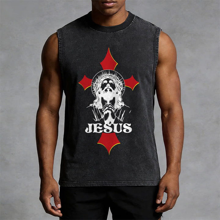 Christianartworkshop JESUS Unisex Washed Tank Top - image 4