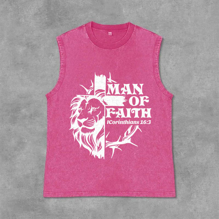Christianartworkshop MAN OF FAITH Unisex Washed Tank Top - Pink - 2XL - image 12