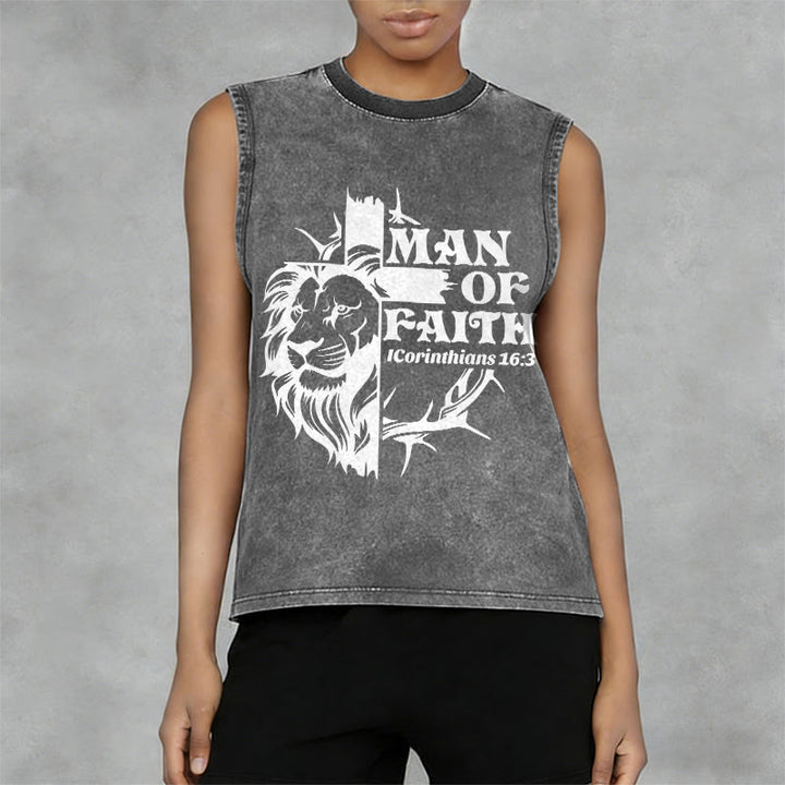 Christianartworkshop MAN OF FAITH Unisex Washed Tank Top - image 11