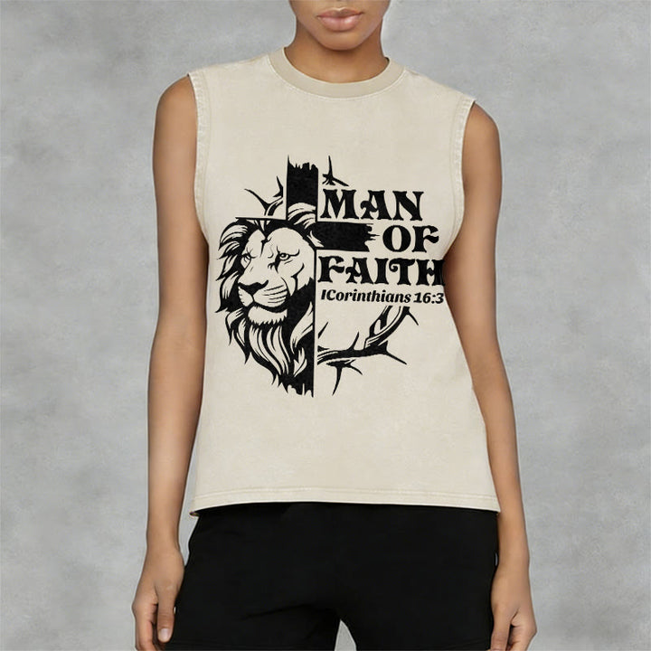 Christianartworkshop MAN OF FAITH Unisex Washed Tank Top - image 2
