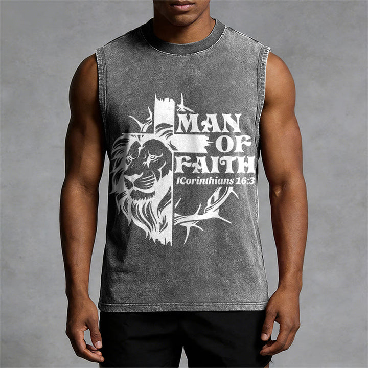 Christianartworkshop MAN OF FAITH Unisex Washed Tank Top - image 10