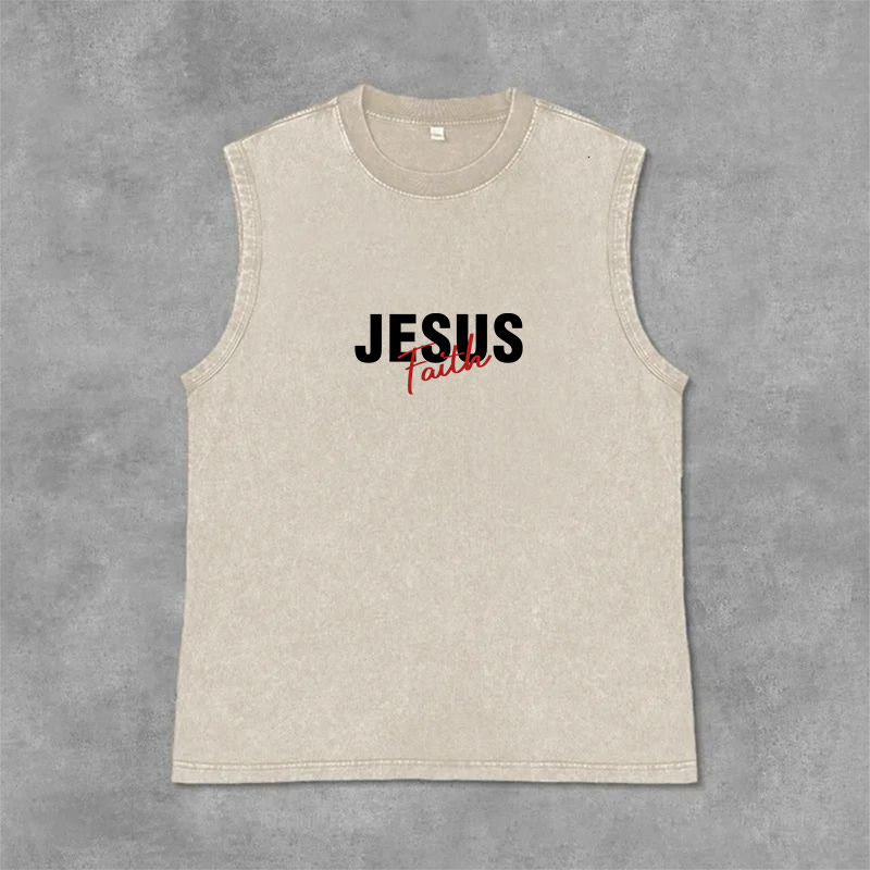 Christianartworkshop ALL WE NEED IS JESUS Unisex Washed Tank Top - image 8