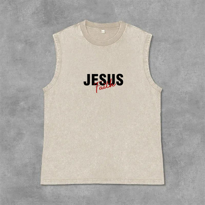 Christianartworkshop ALL WE NEED IS JESUS Unisex Washed Tank Top - image 8
