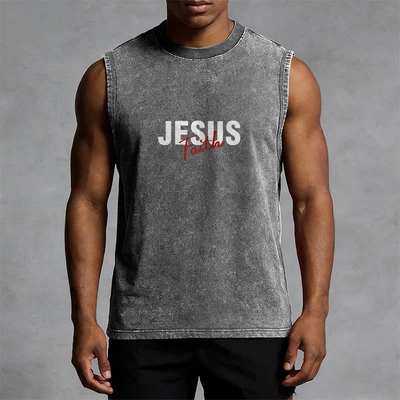 Christianartworkshop ALL WE NEED IS JESUS Unisex Washed Tank Top - image 30