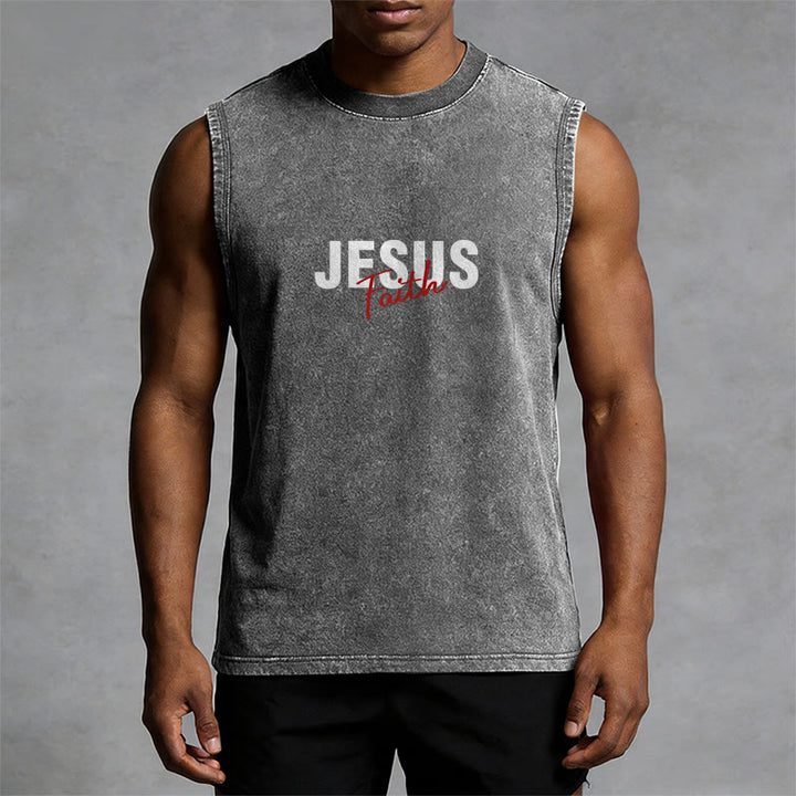 Christianartworkshop ALL WE NEED IS JESUS Unisex Washed Tank Top - image 30