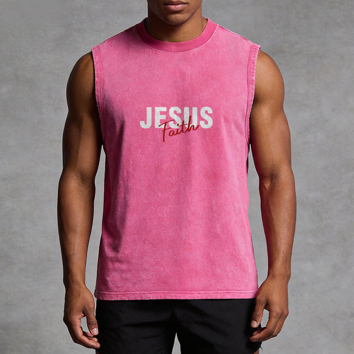 Christianartworkshop ALL WE NEED IS JESUS Unisex Washed Tank Top - image 23
