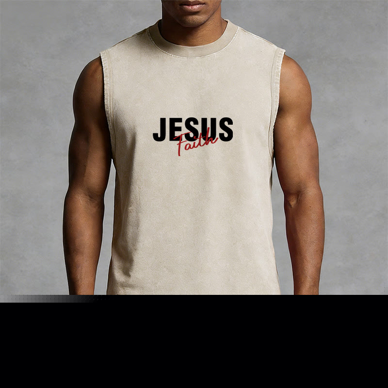 Christianartworkshop ALL WE NEED IS JESUS Unisex Washed Tank Top - image 9