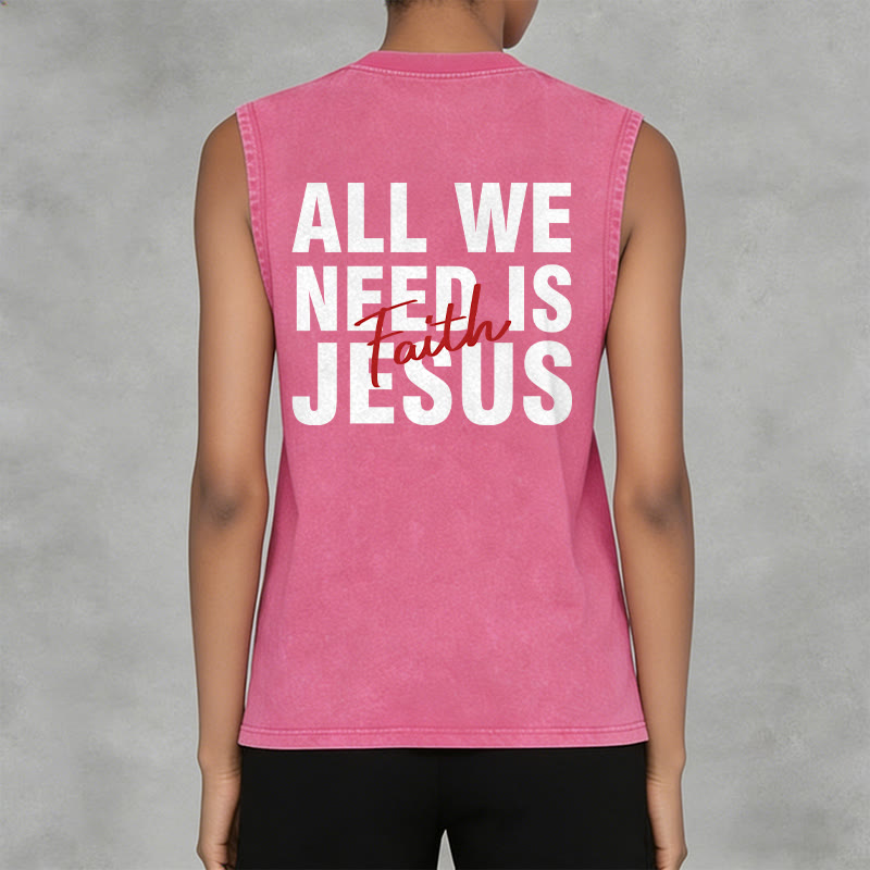 Christianartworkshop ALL WE NEED IS JESUS Unisex Washed Tank Top - image 27