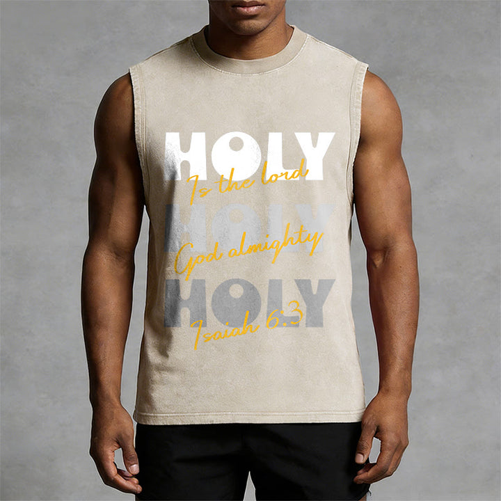 Christianartworkshop Holy Holy Holy Unisex Washed Tank Top - image 4