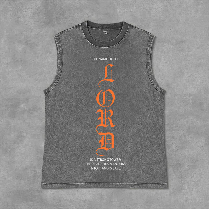 Christianartworkshop LORD Unisex Washed Tank Top - Grey - 2XL - image 0